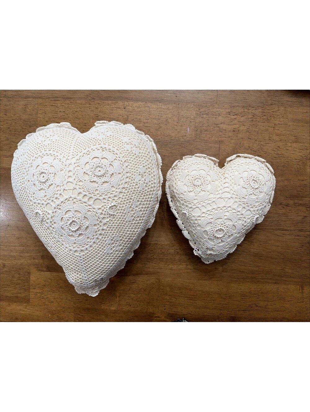 VTG Lot 3 Crochet Floral Pillow Cover Sham Ivory & 4 Accent Pillows Cottage Gran - Picture 6 of 12